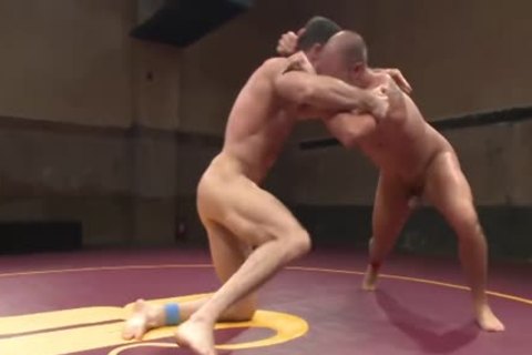 bare Hunks Wrestle For Dominance