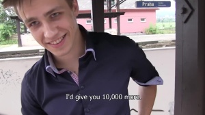 stunning teen from Prague sucks ramrod at teach station