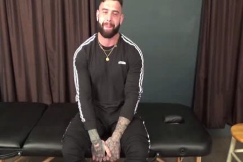 hairy Muscle Tattoo receive Hand Job