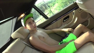 EastBoys: Very cute and hairy gay POV handjob in limo