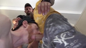 2 Tradie Geezers Paint Unlucky Ginger's pussy White With semen before Shift